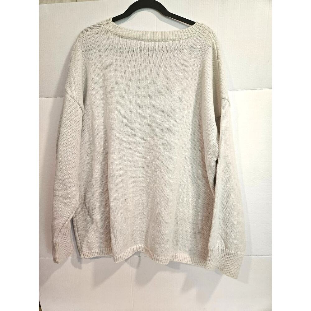 SHEIN Skull Graphic Oversized Drop Shoulder Knit Sweater - Cream / Gray - Picture 2 of 6